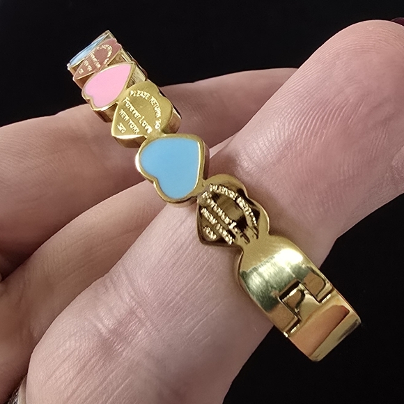 18K PLATED GOLD TITANIUM STEEL LUX INSPIRED BANGLE BRACELET - Picture 6 of 11